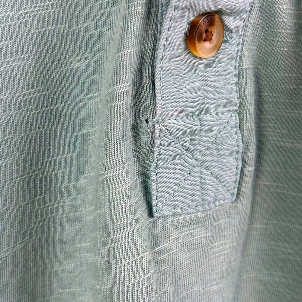 Toad&Co Mens XXL Short Sleeve Slub Knit Polo Shirt Teal Green Chest Pocket - Picture 5 of 5